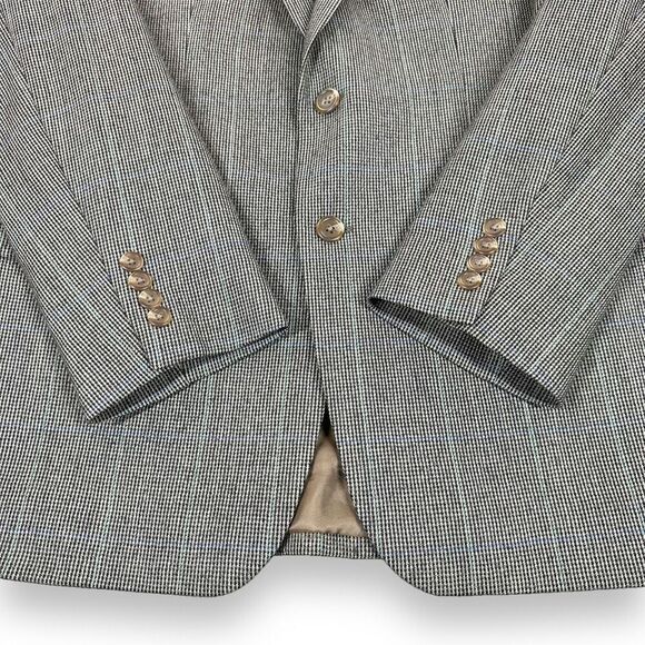CHAPS Sports Coat Mens 40R Brown Windowpane‎ Lambswool Blazer - Picture 4 of 12